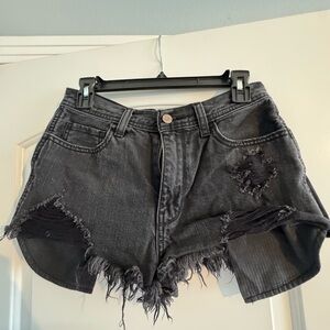 Hollister Black Distressed Jean Shorts